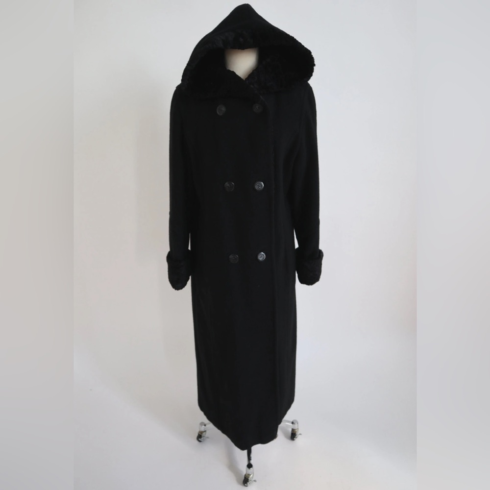 SOLD Wool coat with shearling trim